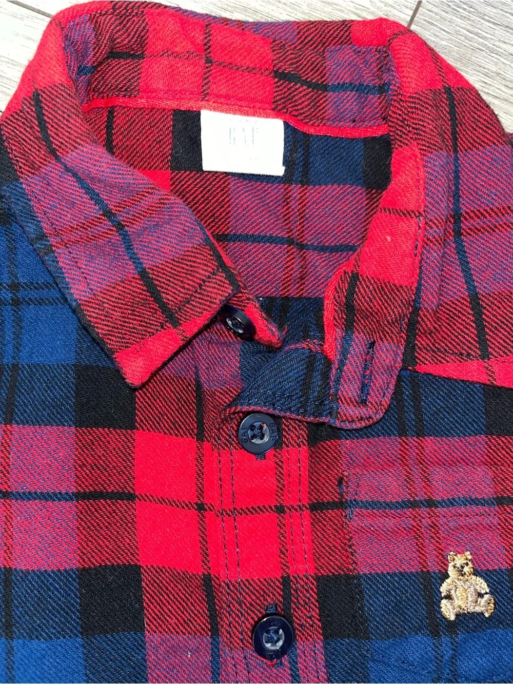 GAP Red and Navy Plaid Button-Down Shirt - Kids